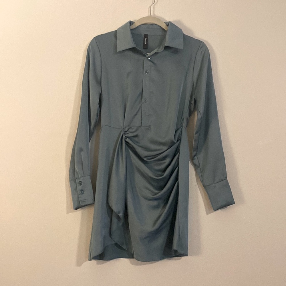 Seafoam Green Satin Dress, Small